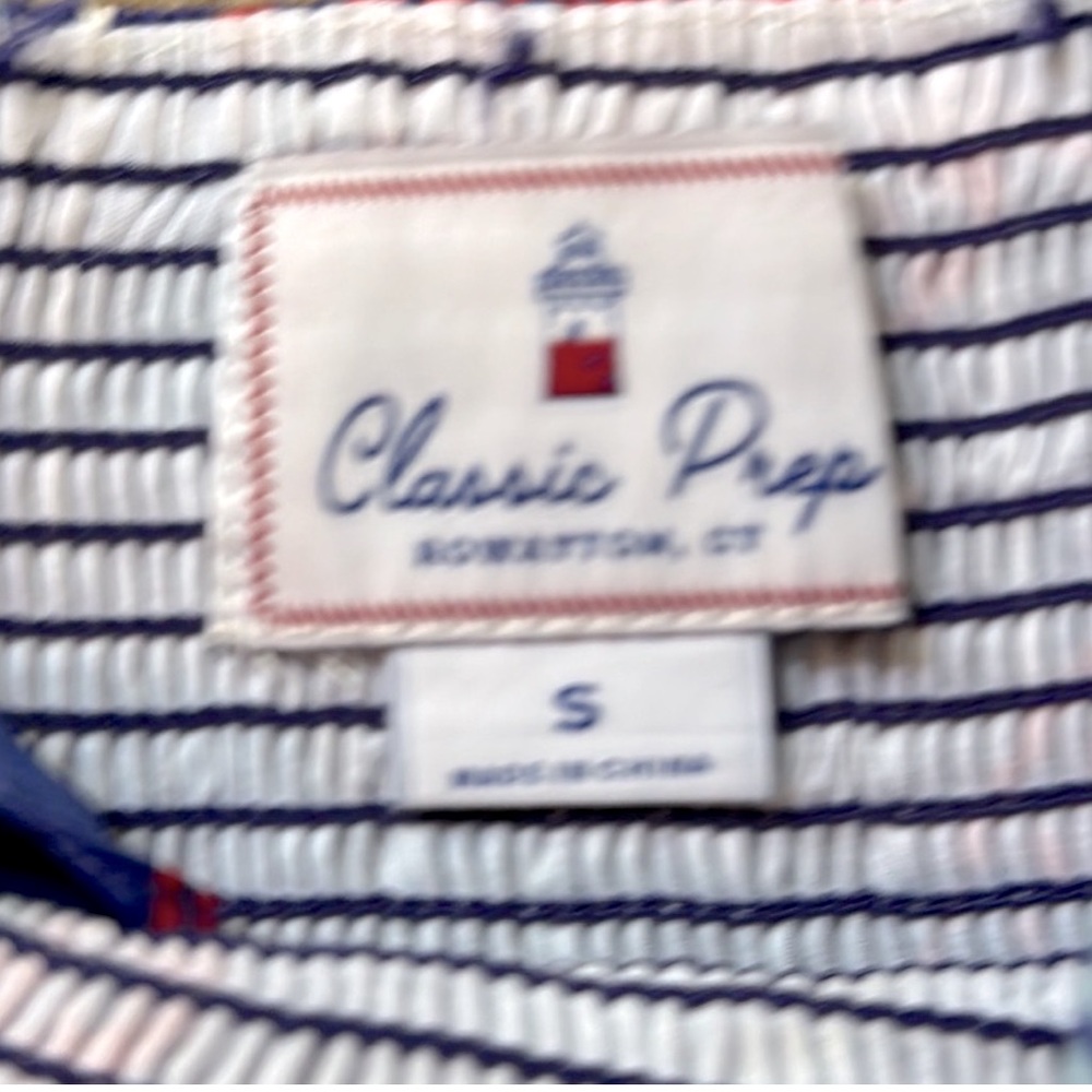 🆕 Classic Prep Hadley Mid-Dress. Fish Print. Smock Top with Tie Straps. Cotton - Picture 5 of 10